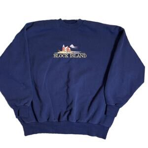 90s Block Island embroidered navy crewneck sweatshirt (XL)